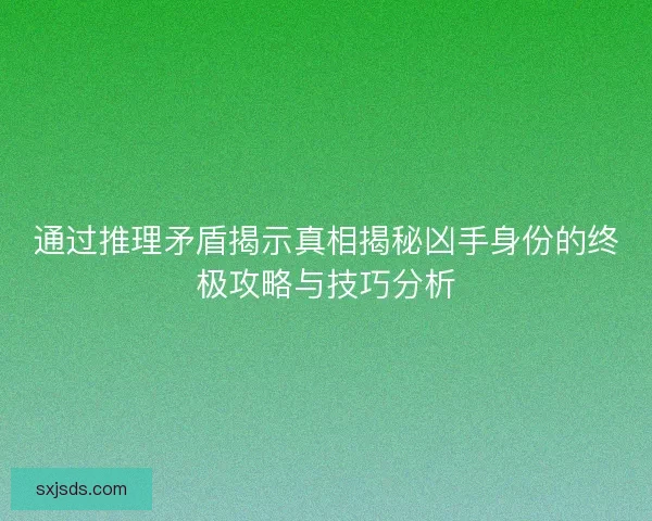 通过推理矛盾揭示真相揭秘凶手身份的终极攻略与技巧分析 通过推理矛盾揭示真相揭秘凶手身份的终极攻略与技巧分析