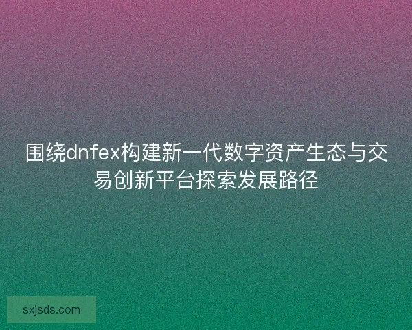 围绕dnfex构建新一代数字资产生态与交易创新平台探索发展路径