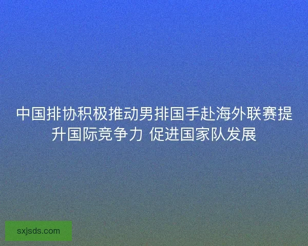 中国排协积极推动男排国手赴海外联赛提升国际竞争力 促进国家队发展 中国排协积极推动男排国手赴海外联赛提升国际竞争力 促进国家队发展