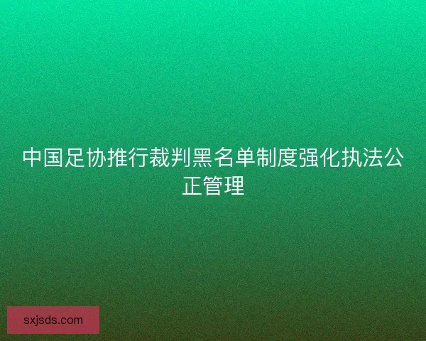 中国足协推行裁判黑名单制度强化执法公正管理